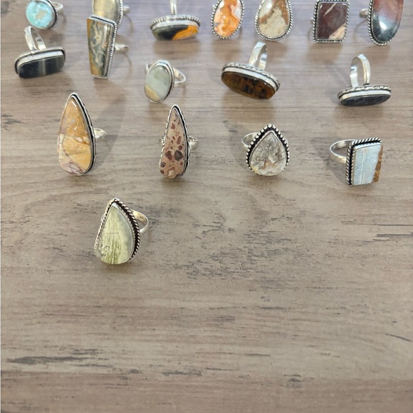 Lot Of 17 Sterling Silver And Stone Rings - Picture 3 of 16